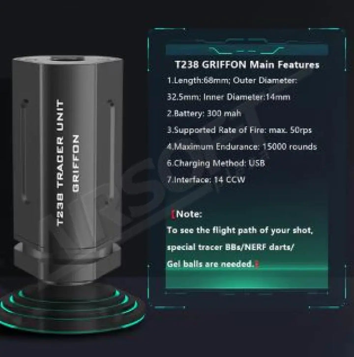 T238 Griffon Hangtompító - Fekete Zöld Tracer Bb-Hez Tracerek