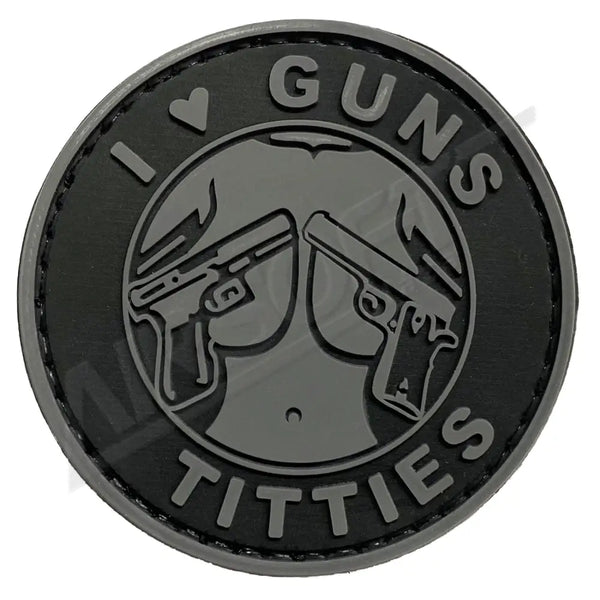 PATCH 0125 - I LOVE GUNS & TITTIES - FEKETE