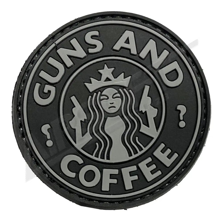 PATCH 0128 - GUNS AND COFFE - FEKETE