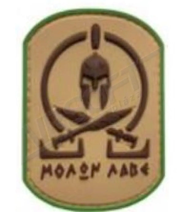 Patch 0803 - Molon Labe Sparta W Swords Tan Felvarrók