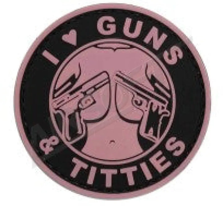 Patch 1090 - I Love Guns And Titties Pink Felvarrók